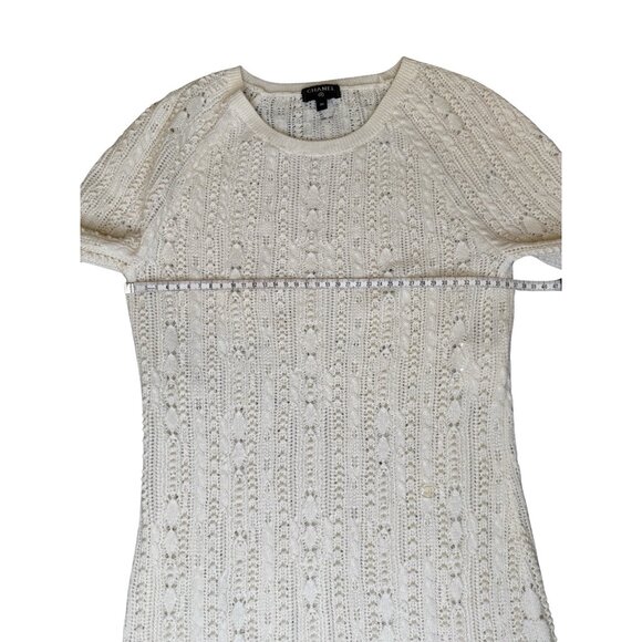 Chanel Dress Size 36 White Cashmere CC Knit Crochet Dress - Picture 9 of 16